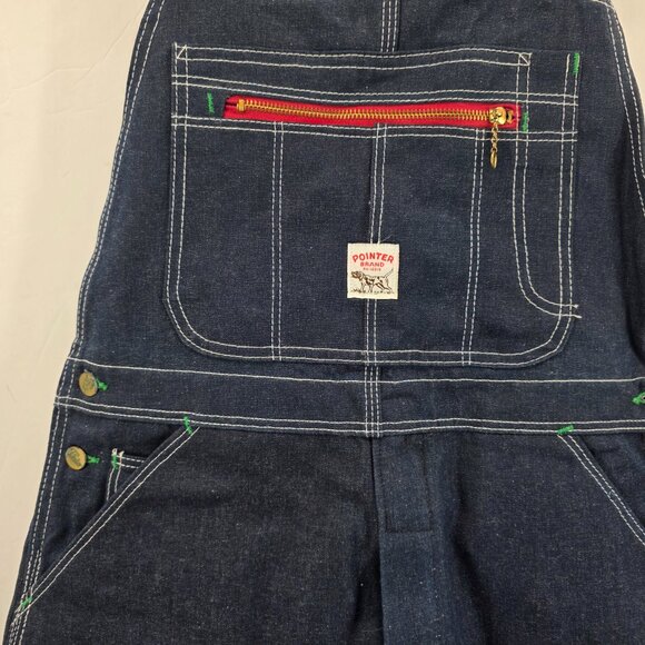 NWT Pointer carpenter bib overalls low back Size 34x29 blue work wear vintage - Picture 7 of 13